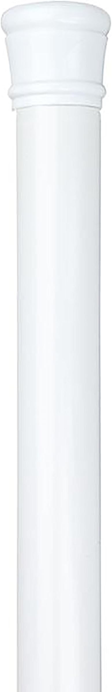 White adjustable steel tension curtain rod with rubberized end grips, displayed on a white background.