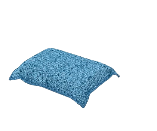 Single blue microfiber dish sponge with soft textured surface on a white background.