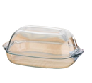  8-quart oblong glass casserole with a matching glass lid on a white background.