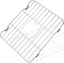 Premium Stainless Steel Kitchen Sink Grid, ideal for protecting sinks and drying dishes. This durable rack features rubberized feet and an opening for the drain, designed for easy operation and versatile kitchen preparation.