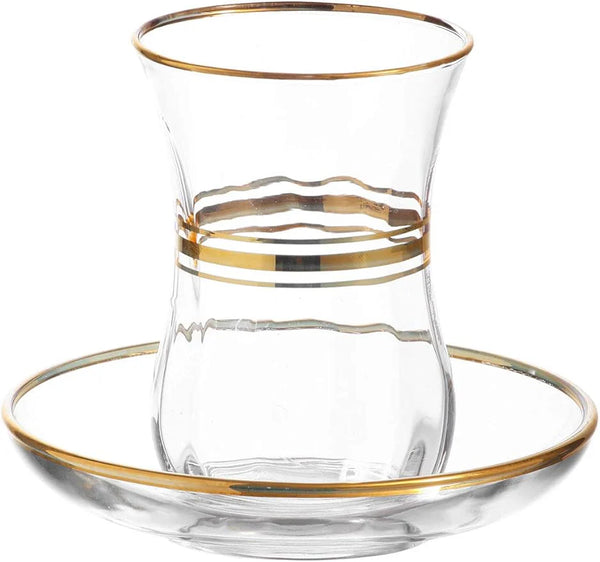 4oz Turkish Tea Cup and Saucer with Gold Rim