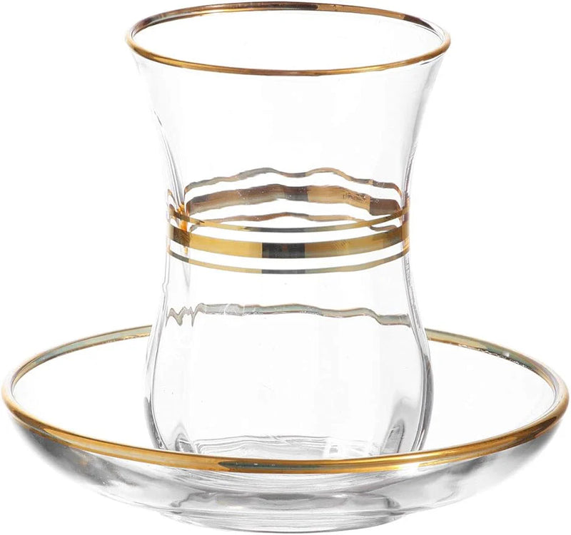 4oz Turkish Tea Cup and Saucer with Gold Rim