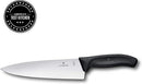  8-inch Victorinox Fibrox Pro Chef's Knife with a stainless steel blade and black non-slip handle on a white background.
