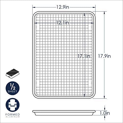 Nordic Ware Half Sheet with Oven Safe Nonstick Grid, 2 Piece Set, Natural