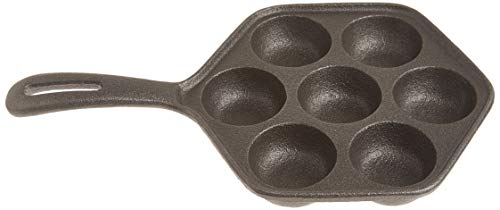 Norpro Cast Iron Stuffed Pancake Pan, Munk/Aebleskiver, 2" / 5cm diameter, Black