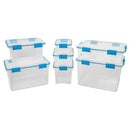 Sterilite 7.5 Qt Gasket Box, Stackable Storage Bin with Latching Lid and Tight Seal, Plastic Container to Organize Basement, Clear Base, Lid, 1-Pack
