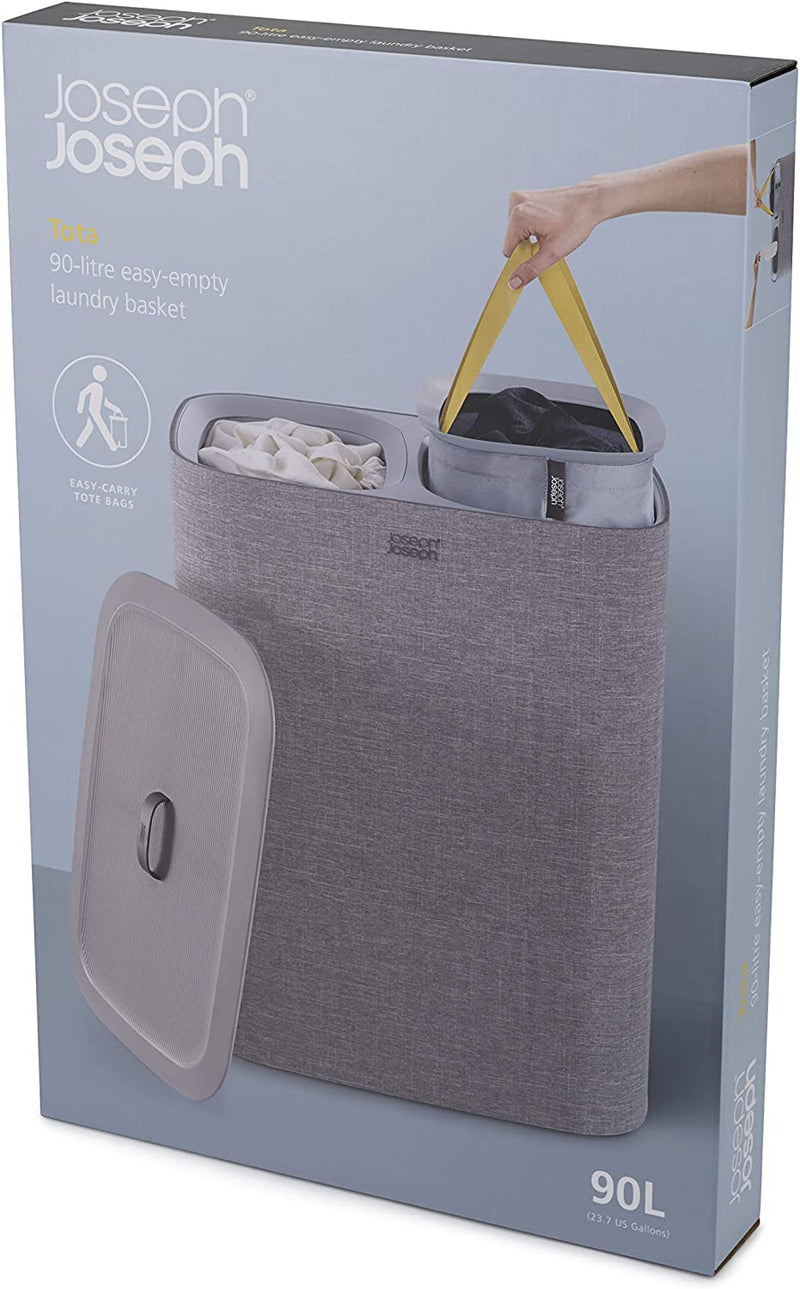 Joseph Joseph Total 90-litre Laundry Hamper Separation Basket with Lid - Grey