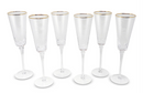 Set of 6 Hammered Square Shaped Fluted Glass with Gold Trim
