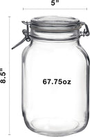 Clear glass Fido jar with a dark blue plastic lid insert and a metal wire clamp closure.