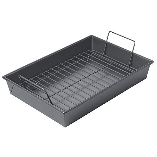 Chicago Metallic Professional Roast Pan with Non-Stick Rack, 13" x 9", Gray