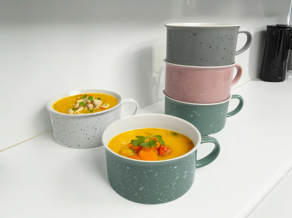Uniware 22oz Glazed Soup Mug with Dots