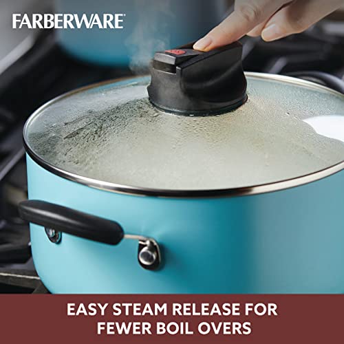 Farberware Smart Control Nonstick Cookware Pots and Pans Set, 14 Piece, Aqua