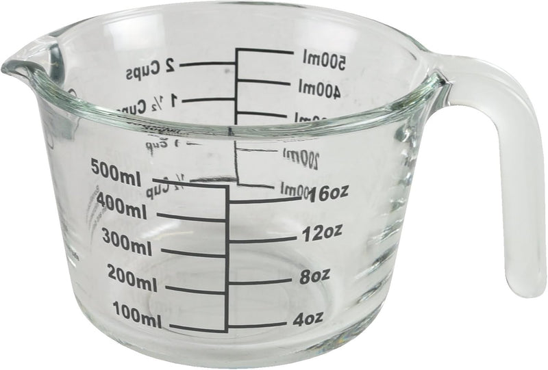 Farberware 2-Cup Borosilicate Glass Wet and Dry Measuring Cup with Oversized Measurements, Clear