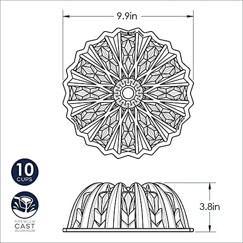 Nordic Ware Cut Crystal Cast Bundt Pan, 10 Cup Capacity, Gold