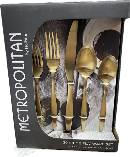 20pc Flatware Vee Heave Satin Gold