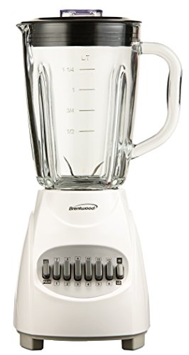 Brentwood JB-920W Blender, White; 12 Speeds with Pulse Function; Glass 42oz Glass Jar with Lid/Fill Cap Included; Non-Slip Base; 550w