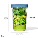 OXO Good Grips 40 oz Twist & Stack containers 2-pack with twistable leakproof lids on a white background.