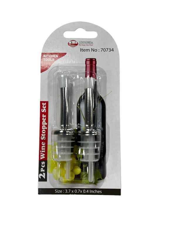 2 pc Stainless Steel Wine Stopper Set