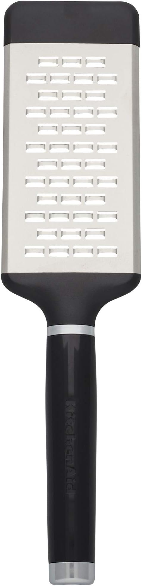 KitchenAid Classic medium grater with black handle and stainless steel grating surface, shown on a white background.