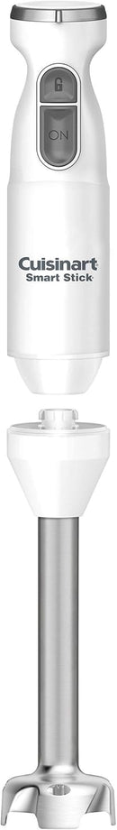 Cuisinart Smart Stick two-speed hand blender in silver with detachable blending shaft on a white background.