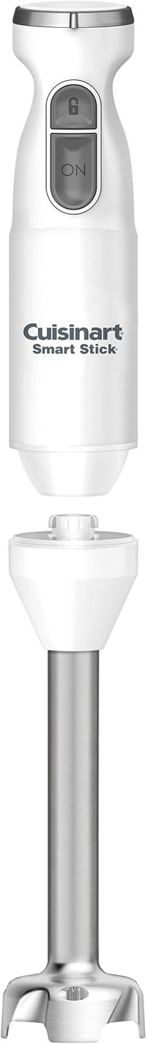 Cuisinart Smart Stick two-speed hand blender in silver with detachable blending shaft on a white background.