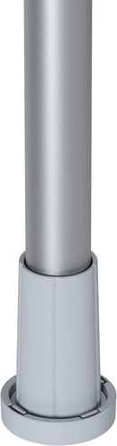 Close up of the Umbra Anywhere expandable nickel curtain rod footing, shown on a white background.