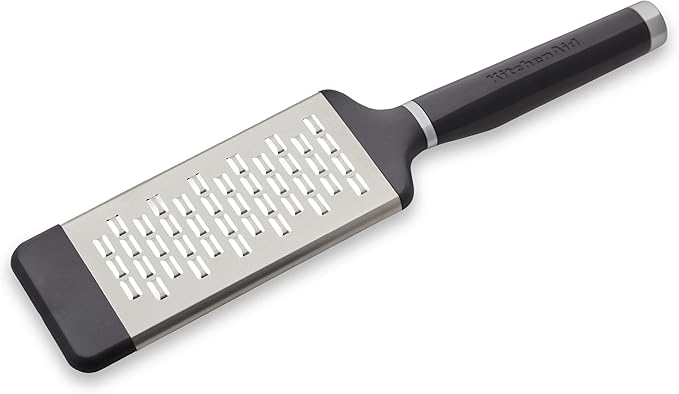 KitchenAid Classic medium grater with black handle and stainless steel grating surface, shown on a white background.