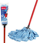 O-Cedar Microfiber Cloth Wet Mop with a long handle and blue microfiber cloth head, shown upright on a white background.