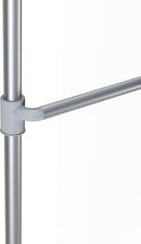 Close up of the Umbra Anywhere expandable nickel curtain rod joints, shown on a white background.