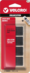 7/8" Square Velcro- Black 12 Sets