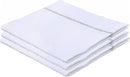 A stack of three folded white microfiber mopping towels with a decorative stitched stripe.