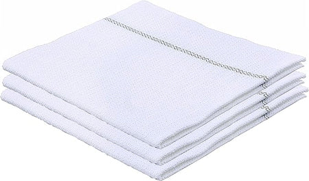 Three white microfiber Superio mopping towels measuring 18"x24", folded and stacked on a white background.