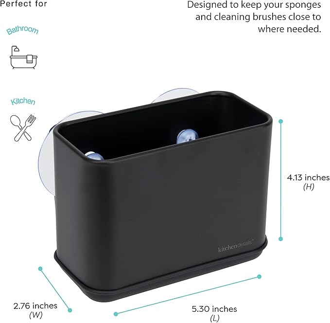  suction sink caddy attached to a smooth surface on a white background.