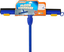 A blue Superio floor squeegee with a 48-inch handle. It has an 18-inch wide black dual moss foam blade for streak-free drying on a variety of surfaces.