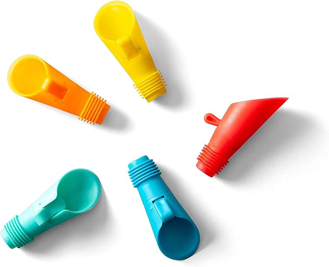 Set of two Houdini Flipper Wine Pourer Bottle Stoppers in assorted colors displayed on a white background, featuring a flip-top for easy pouring and sealing.
