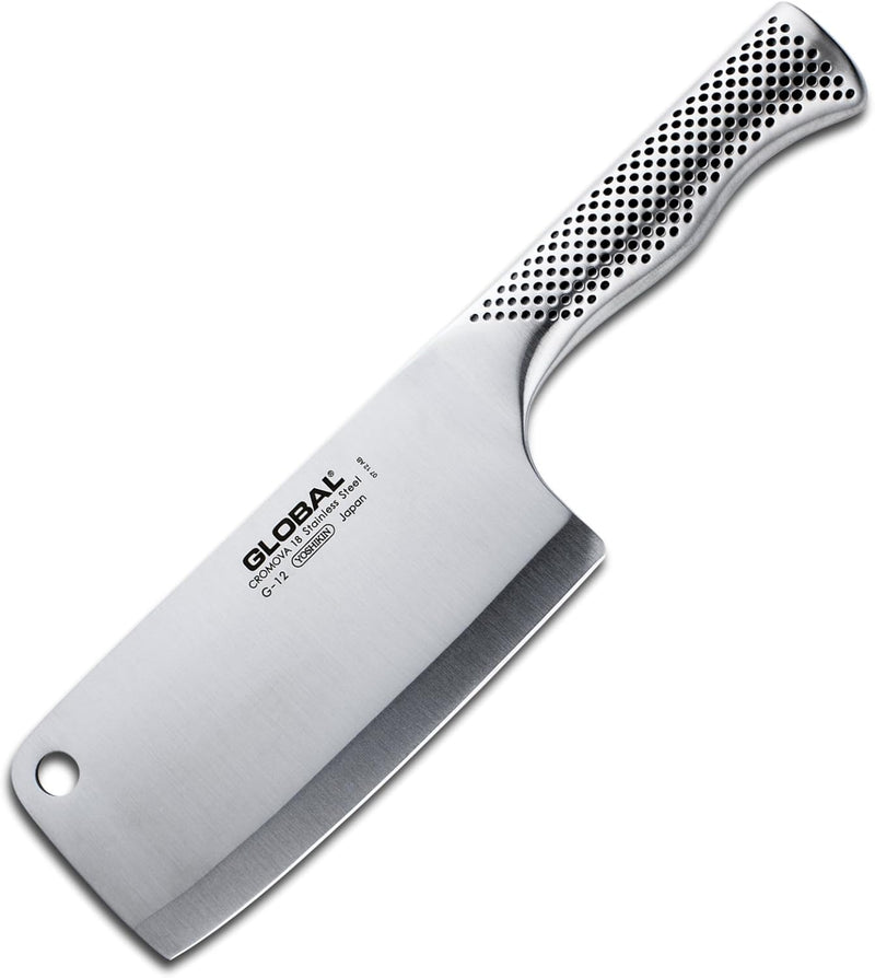 Heavy-duty 6-1/4" stainless steel meat cleaver with a square blade and sleek handle, shown on a white background.