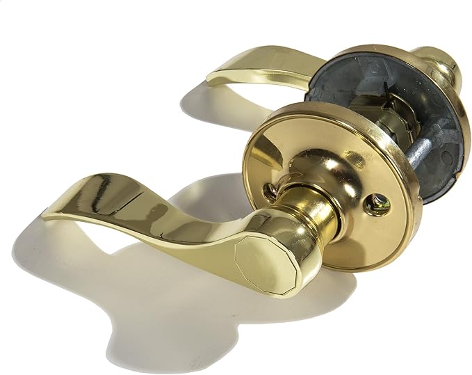 Ultra Hardware 44350 polished brass hall and closet door knob set shown against a white background.