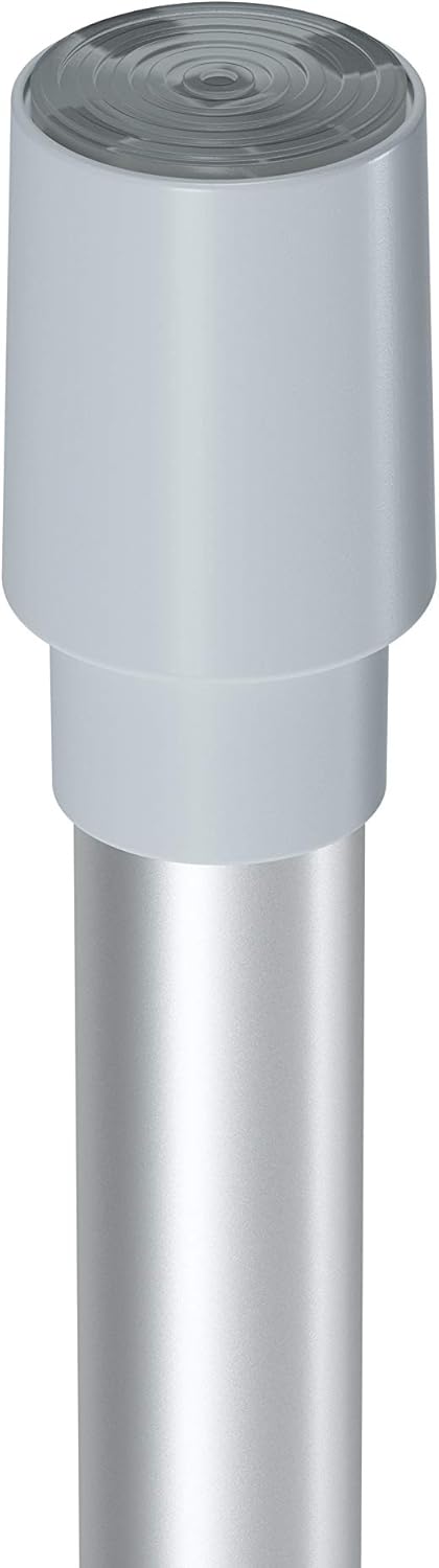 Close up of the Umbra Anywhere expandable nickel curtain rod ceiling holder, shown on a white background.