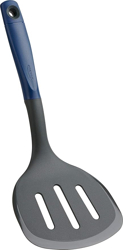 Charcoal wide turner with an ergonomic handle displayed on a white background.