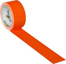Duck Brand neon orange duct tape roll measuring 1.88 inches by 15 yards displayed on a white background.