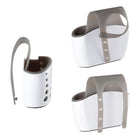 White and grey Kitchen Details 2-in-1 sponge and brush holder with adjustable strap, shown on a white background.