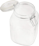 A clear, empty Bormioli Rocco 3 liter glass canning jar with a glass lid and metal wire clamp, suitable for food preservation.