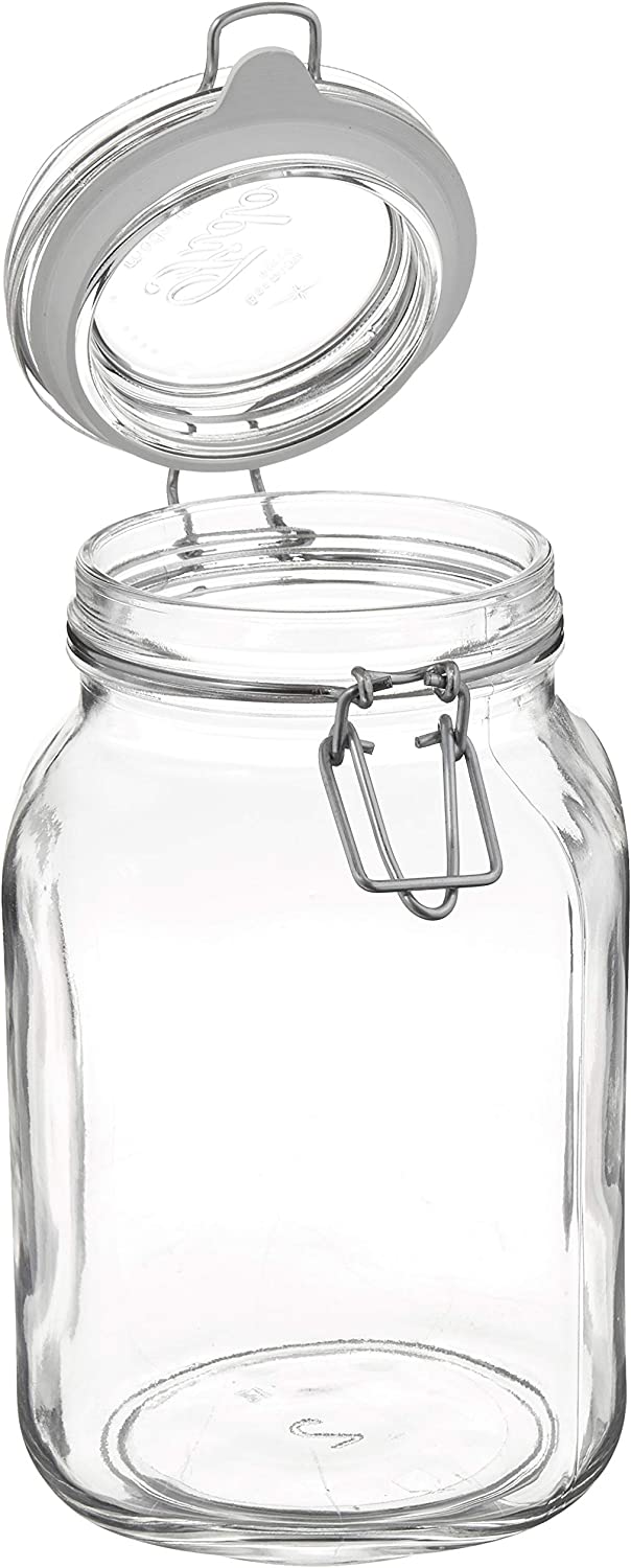 Bormioli Rocco 149240M02121197 Fido Glass Canning Jar Italian 67¾ oz-2 Liter (2 Pack), (Pack of 2), Clear