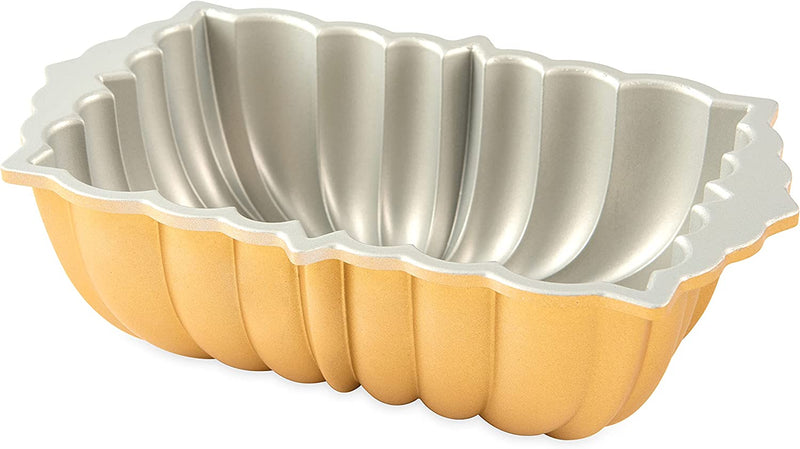 Nordic Ware Classic Fluted Loaf Pan, 6 Cup, Gold