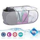 Woolite 360 3 Compartment Laundry Sorter, Portable Carrying Handles, Collapsible Design, Grey Pop Up Hamper