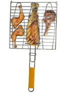 21"X11" Stainless Steel BBQ Grill with Wood Handle