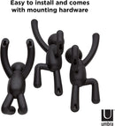 Umbra Buddy Decorative Wall Mounted Hooks Set of 3, Black