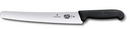 Victorinox 10.25-inch serrated bread knife with a rounded tip and black Fibrox handle. Designed for precision slicing of bread, pastries, and delicate foods.