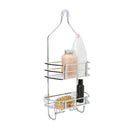 Bath Bliss Shower Head Caddy, Suction Cup Backing, 2 Tier Shelving & 6 Accessory Hooks, Satin
