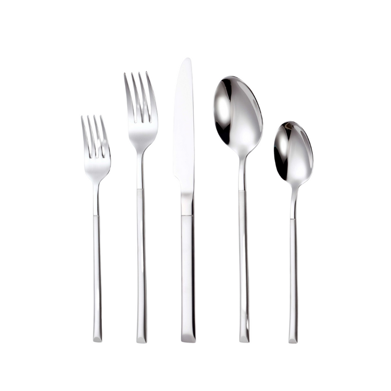 Vikko - Dine, Arosa, Shiny Silver with Brushed Handle, 18/10 SS, 20 Pc Flatware Set - Gift Box Window